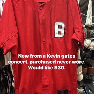 Red Baseball Jersey with 'B' Patch